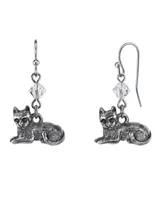 2028 Pewter Cat Wire Earrings