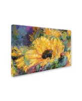 Richard Wallich 'Blue Sunflowers' Canvas Art - 12" x 19"