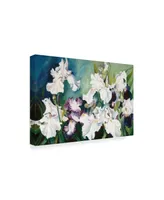 Joanne Porter 'Plum And White Iris' Canvas Art - 30" x 47"