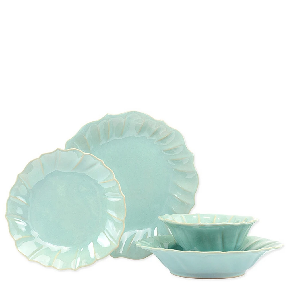 Vietri Incanto Stone Ruffle 4 Piece Place Setting