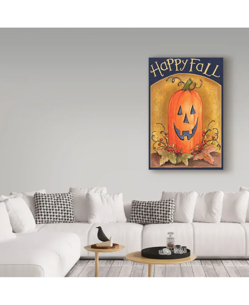 Melinda Hipsher 'Pumpkin Face Happy Fall' Canvas Art - 16" x 24"