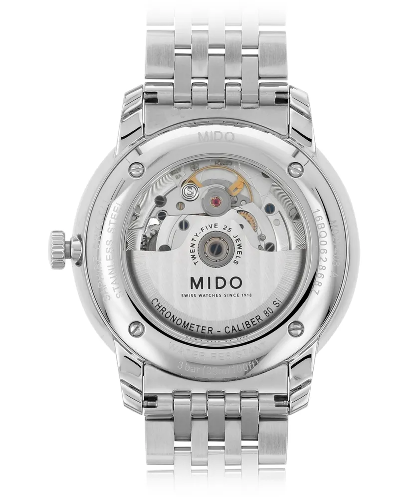 Mido Men's Swiss Automatic Baroncelli Stainless Steel Bracelet Watch 40mm