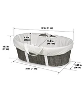 Badger Basket Unisex Wicker-Look Woven Baby Moses Basket With Bedding