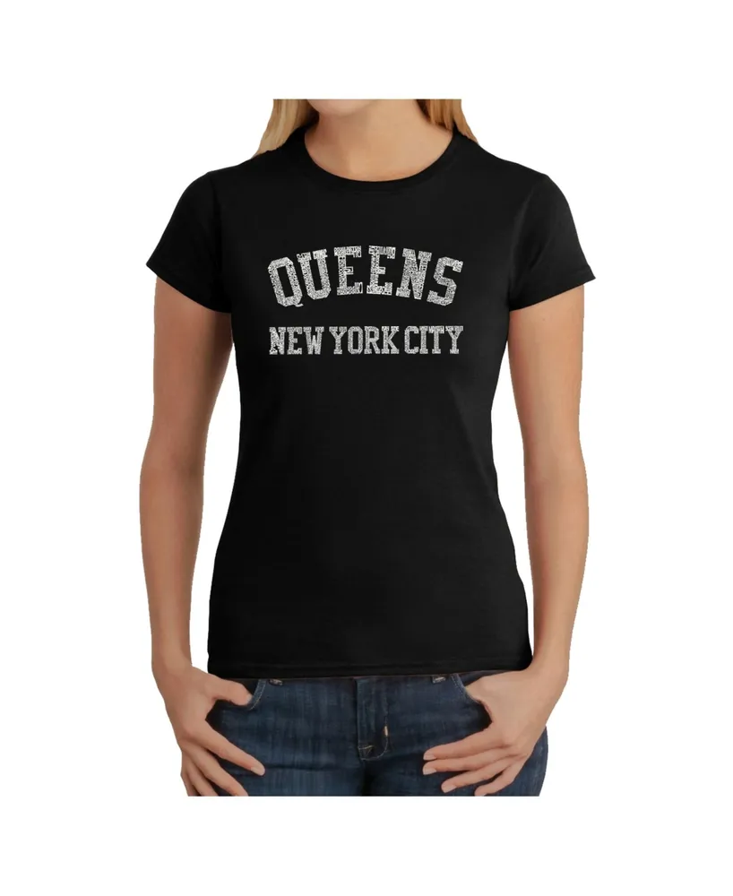 Women's Word Art T-Shirt - Popular Queens Neighborhoods