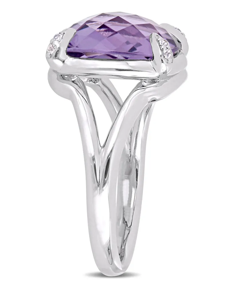 Amethyst (7-3/4 ct.t.w.) and White Topaz (1/20 Split Shank Cocktail Ring Sterling Silver