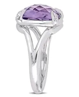 Amethyst (7-3/4 ct.t.w.) and White Topaz (1/20 Split Shank Cocktail Ring Sterling Silver