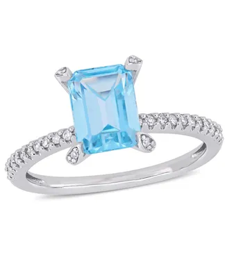 Blue Topaz (-/ ct.t.w.) and Diamond (1/10 Ring 10k White Gold