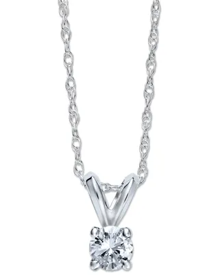 Round-Cut Diamond Pendant Necklace 10k White or Yellow Gold (1/4 ct. t.w.)