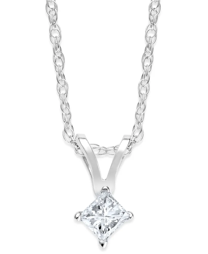 Princess-Cut Diamond Pendant Necklace 10k Yellow or White Gold (1/ ct. t.w