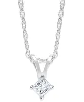 Princess-Cut Diamond Pendant Necklace 10k Yellow or White Gold (1/ ct. t.w