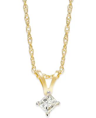Princess-Cut Diamond Pendant Necklace in 10k Yellow or White Gold (1/10 ct. t.w.)