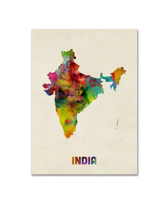 Michael Tompsett 'India Watercolor Map' Canvas Art - 14" x 19"