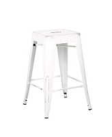 Ac Pacific Backless Industrial Metal Bar Stool, Set of 2