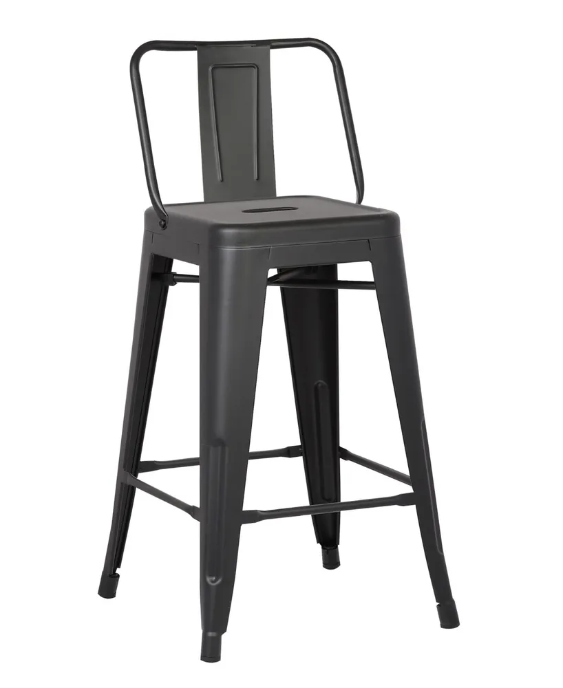 Ac Pacific Industrial Metal Barstools with Bucket Back and 4 Legs