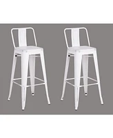 Ac Pacific Industrial Metal Barstools with Bucket Back and 4 Legs, Set of 2