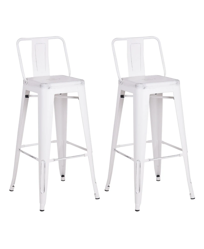 Ac Pacific Industrial Metal Barstools with Bucket Back and 4 Legs, Set of 2