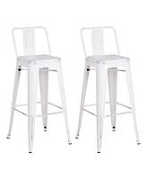 Ac Pacific Industrial Metal Barstools with Bucket Back and 4 Legs, Set of 2