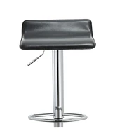 Ac Pacific Contoured Hydraulic Lift Chrome Base Bar Stool with Footrest, Set of 2