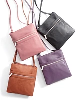 Giani Bernini Triple-Zip Pebble Leather Dasher Crossbody