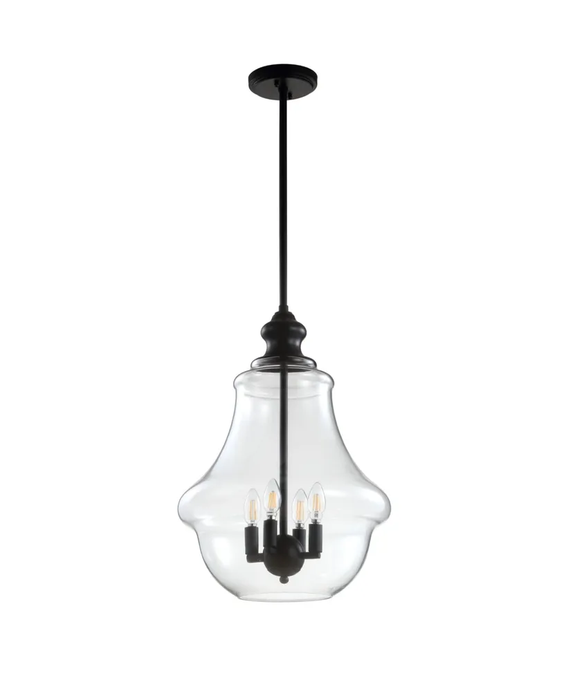 Jonathan Y Adam 16" Adjustable Metal/Glass Led Pendant