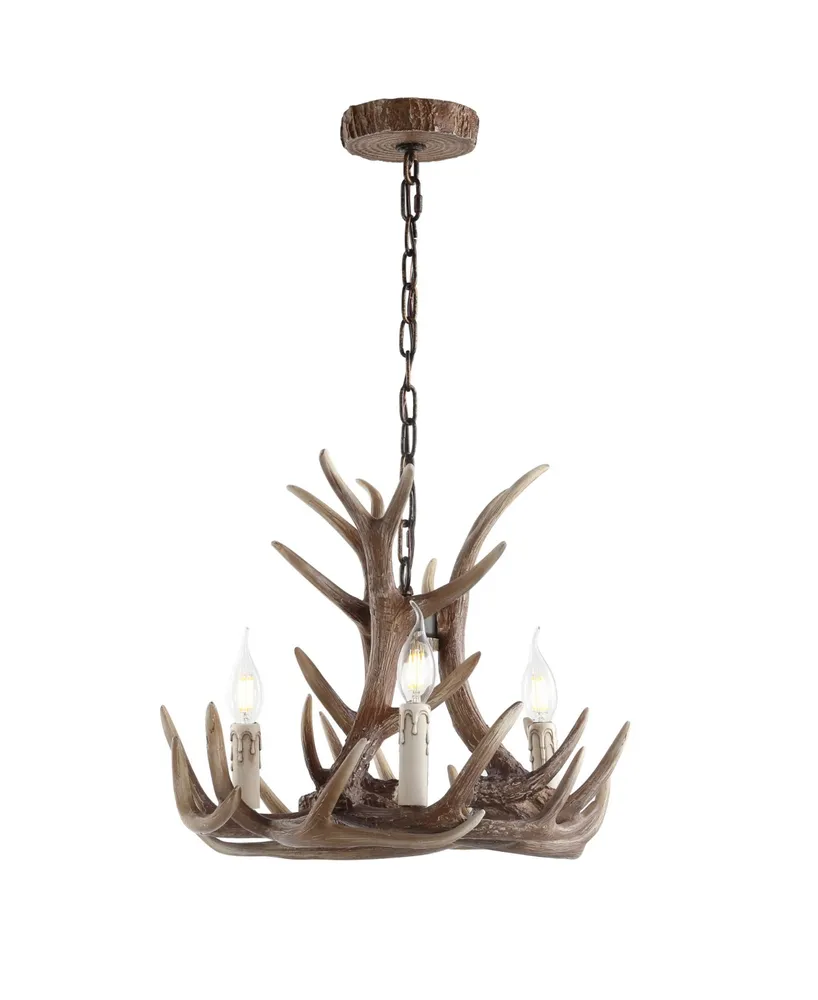 Jonathan Y Eldora 18" Adjustable Resin Antler 3-Light Led Chandelier