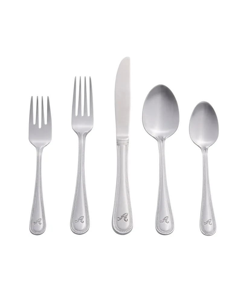 Riverridge Beaded 46 Piece Monogrammed Flatware Set - A, Service for 8