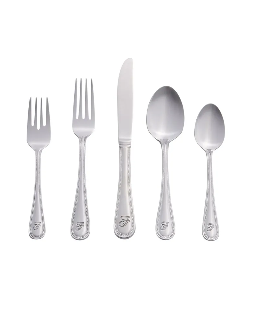 Riverridge Beaded 46 Piece Monogrammed Flatware Set - F, Service for 8