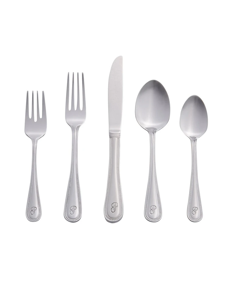 Riverridge Beaded 46 Piece Monogrammed Flatware Set - P, Service for 8