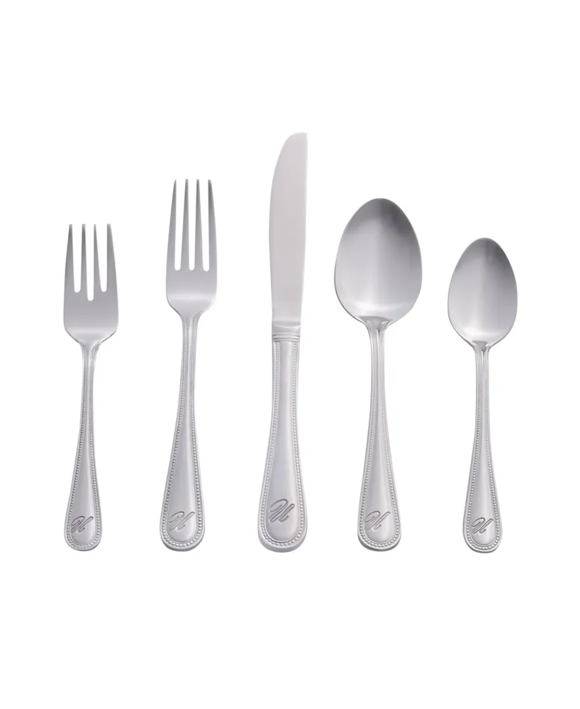 Riverridge Beaded 46 Piece Monogrammed Flatware Set - U, Service for 8