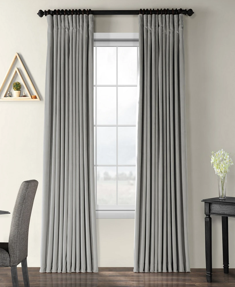 Half Price Drapes Silver Grey Signature Extra Wide Velvet Blackout Curtain