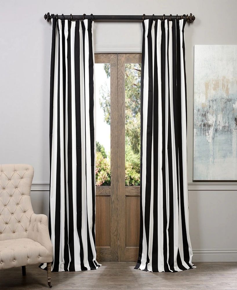 Half Price Drapes Cabana Black Striped Printed Cotton Room Darkening Curtain