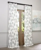 Half Price Drapes Allium Blue Grey Floral Printed Cotton Room Darkening Curtain