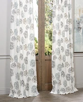 Half Price Drapes Allium Blue Grey Floral Printed Cotton Room Darkening Curtain