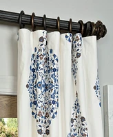 Half Price Drapes Kerala Blue Emblem Printed Cotton Room Darkening Curtain