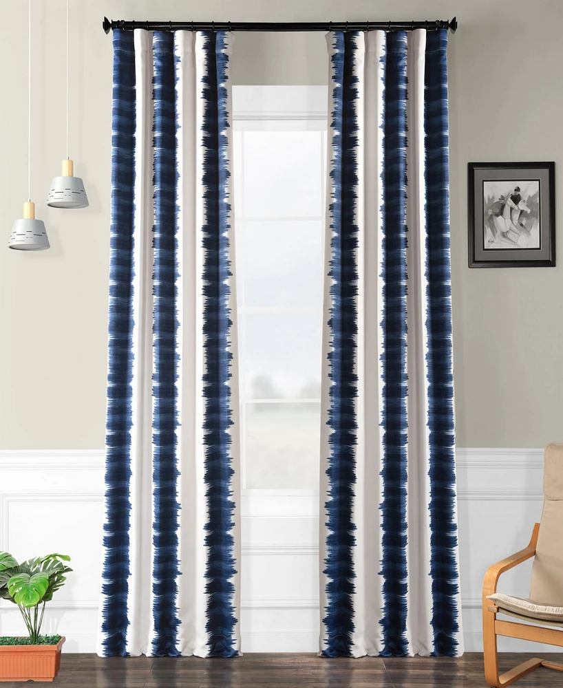 Half Price Drapes Flambe Blue Striped Room Darkening Curtain