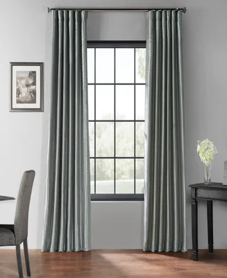 Half Price Drapes Storm Grey Vintage Textured Faux Dupioni Silk Blackout Curtain