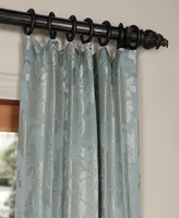 Half Price Drapes Magdelena Blue & Steel Damask Faux Silk Jacquard Room Darkening Curtain