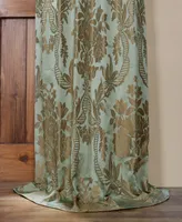 Half Price Drapes Magdelena Jade & Gold Damask Faux Silk Jacquard Room Darkening Curtain