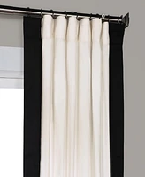 Half Price Drapes Fresh Popcorn & Black Bordered Vertical Printed Cotton Curtain