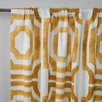 Half Price Drapes Mecca Gold Geometric Printed Cotton Room Darkening Curtain