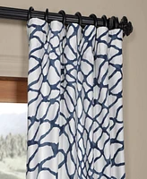 Half Price Drapes Ellis Blue Abstract Printed Cotton Room Darkening Curtain