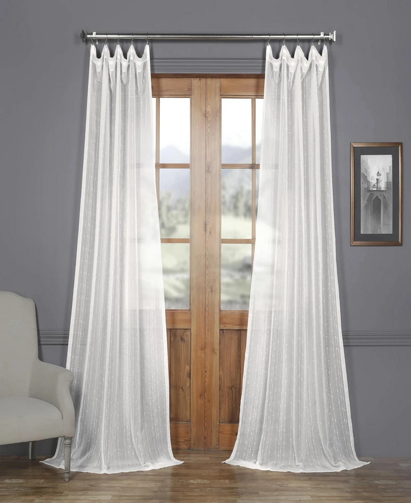 Half Price Drapes Montpellier Striped Patterned Faux Linen Sheer Curtain