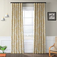 Half Price Drapes Tea Time Yellow Floral Room Darkening Curtain