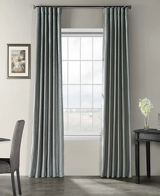 Half Price Drapes Storm Grey Vintage Textured Faux Dupioni Silk Curtain