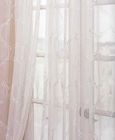 Half Price Drapes Florentina White Embroidered Geometric Sheer Curtain