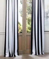 Half Price Drapes Awning Black & Fog White Striped Room Darkening Curtain