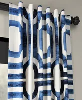 Half Price Drapes Mecca Blue Geometric Printed Cotton Room Darkening Curtain