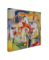 Franz Marc 'Elephant Horse and Cow 1914' Canvas Art - 18" x 18"