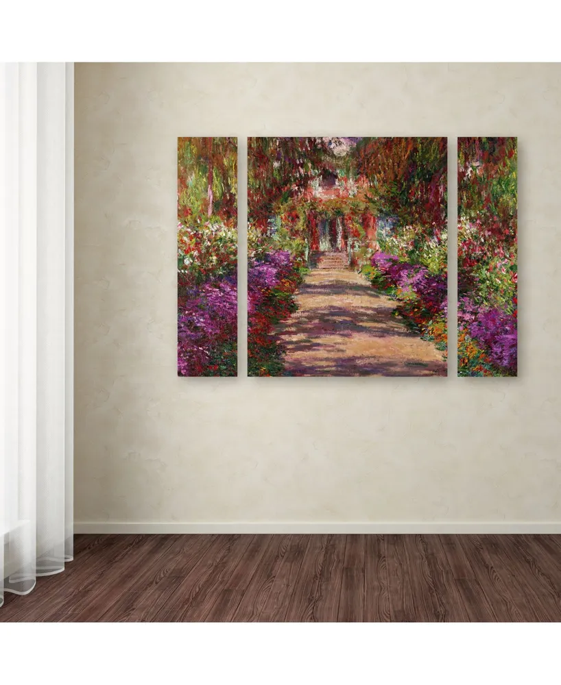 Claude Monet 'A Pathway in Monet's Garden' Multi Panel Art Set Small - 32" x 24"