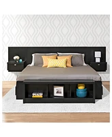 Prepac Series 9 Designer Floating King Headboard with Nightstands